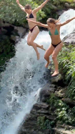 Angel Wings Leaping Into a Hidden Waterfall in Ha Giang#waterfall #cliffjumping #nature