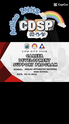 ‼️📌CDSP - CAREER DEVELOPMENT SUPPORT PROGRAM 📌‼️ Layunin ng programang ito na gabayan ang mga mag-aaral upang higit pang mapalawak ang kanilang kaalaman tungkol sa mundo ng trabaho. Ito ay bilang paghahanda sa pagpili ng karerang naaayon sa kanilang interes at kakayahan. Kabilang sa mga tinatalakay ay ang personal na pagsusuri batay sa kani-kaniyang pagkakaiba at iba’t ibang uri kakayanan at talino, pagpili ng kursong nababatay sa kanilang gusto kasama ang paggawa ng maayos na resume, paghahan
