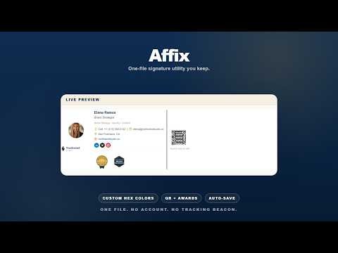 Affix Demo - Create a Professional Email Signature in One HTML File