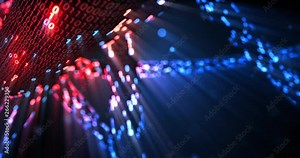 Hacking red and blue digital binary code matrix 01 background. Hacker, dark web, matrix, Digital data code in safety security technology concept. 3D rendering