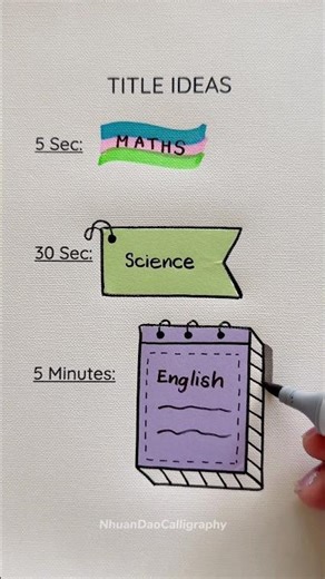 Easy & Cute Title Ideas for School Subjects ✏️ | #NhuanDaoCalligraphy#shorts