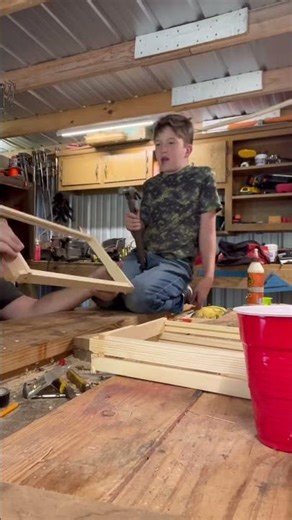 Building bee frames for foundation.( it’s a sweet gig)