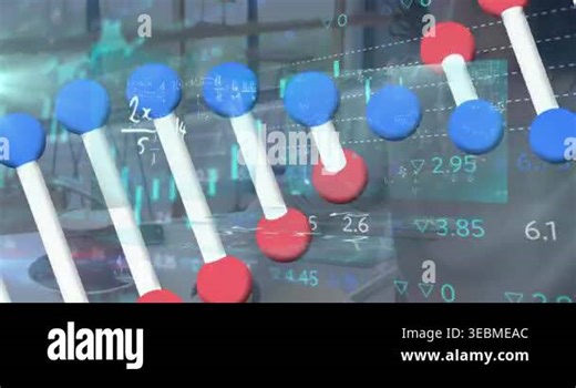 Animation of mathematical equations and dna strand over man using laptop. Global business and digital interface concept digitally generated video Stock Video Footage - Alamy