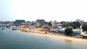 异域风情航拍非洲安哥拉首都罗安达海边