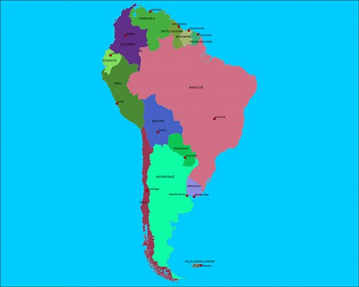 Topografie Landen en hoofdsteden van Zuid-Amerika