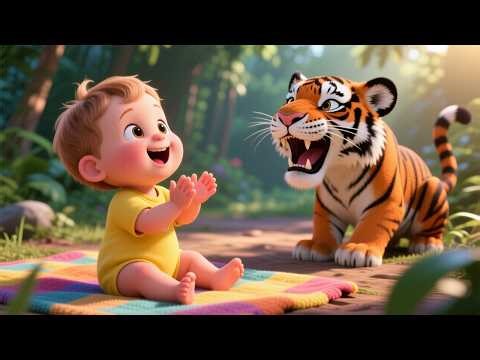 Tiger Stripes Run Away 🐯🎶 Fun Animal Song for Kids | Baby Jungle Adventure
