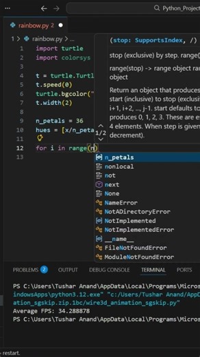 Mesmerizing Rainbow Flower 🌈🌸 Beautiful Python Turtle Art! #coding #python #programming #shorts