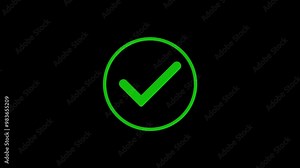Animated flat voting icon with simple motion at alpha png transparent background. Check mark symbol. approved tick mark icon, Check mark neon animation on transparent background.