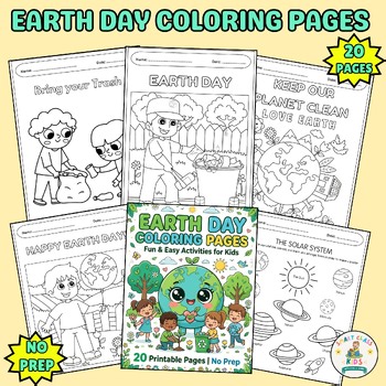 Earth Day Coloring Pages for Kids | 20 Printable coloring sheets No Prep