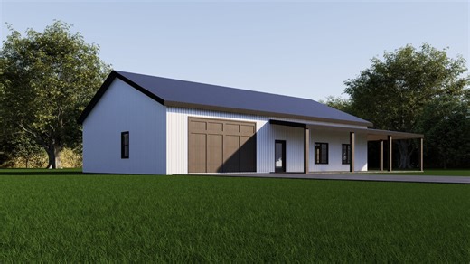 Barndominium Plan | 2 Bed 2 Bath   Porch & Garage | 2400 Sq Ft | 40x60 Layout | Customizable Blueprint - Etsy