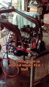 350 Chevy Blows up after full rebuild. First Start. The cause to the motor throwing a rod becuase one main cap bold was not torqued and became loose. #chevylover #350chevyengine #350chevy #chevyloversonly #chevroletlovers #350chevymotor | 350 Engine Rebuild
