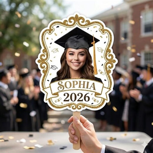 Personalized Graduation Fans, Grad Class of 2026, Custom Face Fans, Handheld Fan, Face on A Stick, Graduation Big Head Cutout, Party Favors - Etsy