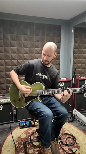 Andertons Music Company on Instagram: "A single pickup is all your need! 🤩 For GibSunday, Paul is playing on the amazing Gibson Custom Shop Les Paul Custom Single Pickup in Olive Drab. 💚 ✅ Gorgeous Multi-Ply Binding! ✅ Alnico II Custombucker! ✅ Ebony Fingerboard! 🛒 Check it out at Andertons! #andertons #gibson #gibsunday #lespaul #guitarra #guitarplaying #guitarsofinstagram"