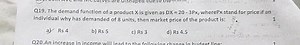 Q19. The demand function of a product X is given as \mathrm{DX}... | Filo