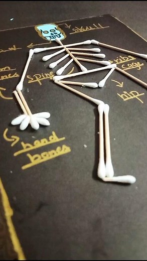 How to make a human skeleton using earbuds... #science #scienceproject #handmade