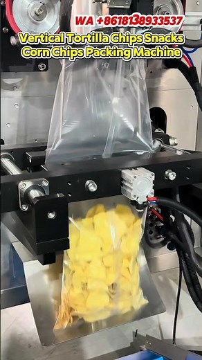 Tortilla chips packaging machinery, VFFS corn chips snack multihead weigher bagging system. #machine