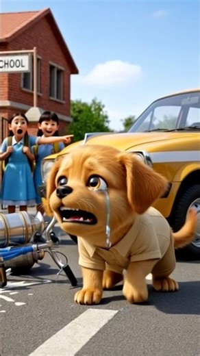 The car Hit by A poor puppy.