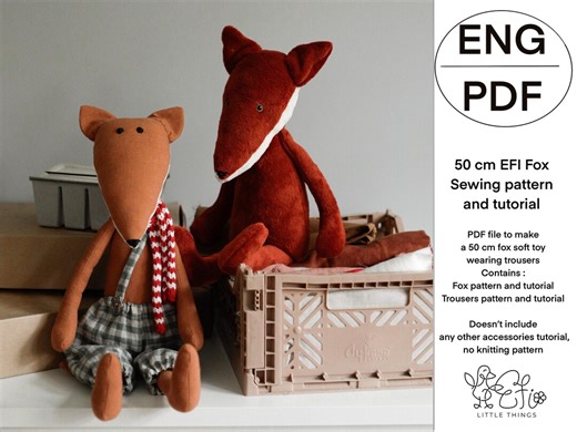 The EFI Fox Soft Toy Sewing Pattern and Tutorial PDF Download - Etsy