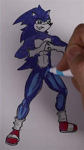 How to Draw Sonic in 1 Hour Art Challenge #shorts