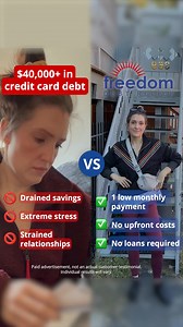 101K views · 39 reactions | Credit card debt, beat it! Try 1 affordable monthly payment instead. 拾 | Freedom Debt Relief | Facebook