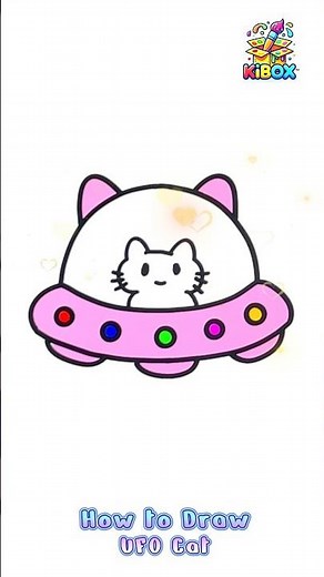 How to Draw a Cat in a UFO 🐱🛸 | Easy Kawaii Alien Spaceship Drawing