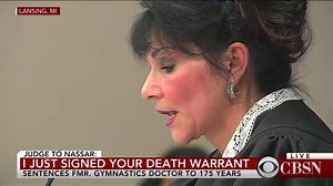 Judge Aquilina: "I respect all of the media outlets. You have done a fabulous job here...And I thank you all for being here because it is an important story for the survivors." | CBS Evening News