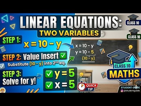 Substitution Method Class 10th Maths | Linear Equations in Two Variables (Easy Trick! 🔥)