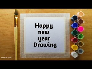 Easy new year drawing for beginners, step by step tutorial, Satisfying