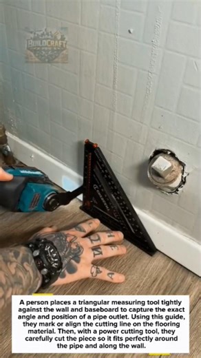 Precision Flooring Cut Trick Around Pipes #DIY #Flooring #Tools
