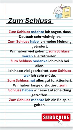 Deutsch lernen mit ,, zum Schluss" im Alltag | A1-B1