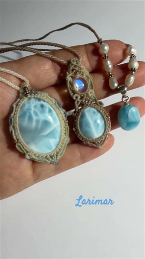 #ラリマーネックレス#ラリマー #天然石アクセサリー #ハンドメイド #マクラメ編み #funkygaruda #マクラメジュエリー