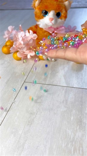 Funny Cat 😹🌈✨ vs Tiny Rainbow Beads | Reverse ASMR Magic!