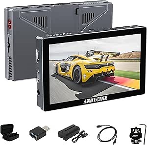 ANDYCINE X5 5.5 Inch Touch Screen 1200nits Brightness Aluminum Housing DSLR Camera Monitor,4K HDMI Input and Output with 3D LUT All Waveform Include Battery,Carry Case Micro HDMI Cords