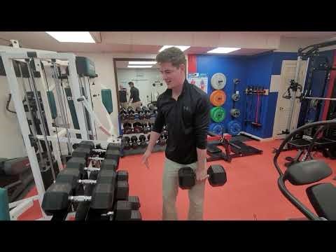 Matt with some quick one arm bent over row. Practical strength for starting that lawnmower, Hehe