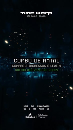 Time Warp Brasil on Instagram: "Luz, som e tempo compartilhados. O ano desacelera, os encontros se aproximam e o coletivo ganha outra dimensão. Enquanto um ciclo se encerra, o próximo já começa a ser vivido em grupo. 01 & 02 de maio — combo leve 4, pague 3 Link na bio. Válido até 25/12, às 23h59."