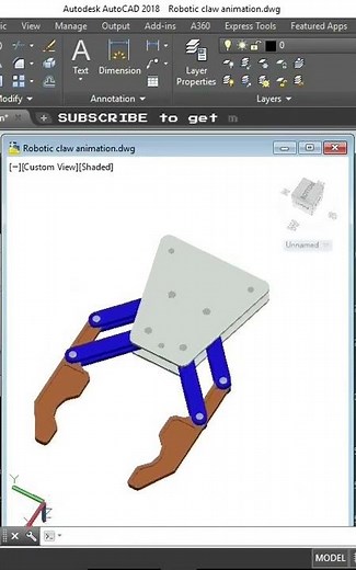 Animation of simple robotic claw in AutoCAD (open and close claws)