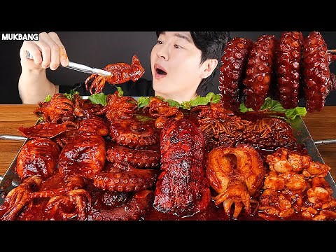 ASMR MUKBANG | SPICY SEAFOOD BOIL 🐙🦑 직접만든 해물찜 먹방 SQUID OCTOPUS LOBSTER TAIL MUSHROOM EATING SOUNDS