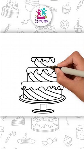 Bolo de Aniversário em Desenho ✏️ | Fácil e Divertido #howtodraw #drawingshorts #shortsfeed