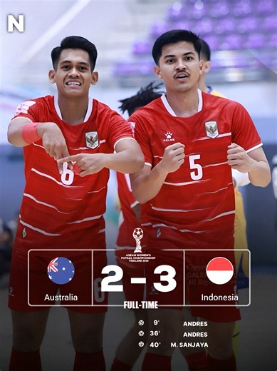FT: AUSTRALIA 2-3 INDONESIA 🤩 Timnas Futsal Indonesia berhasil menang remontada atas Australia 3-2 dan melaju ke semifinal Asean Cup Mens Championship 2026. #timnasindonesia #futsalindonesia #futsal #australia #fyp