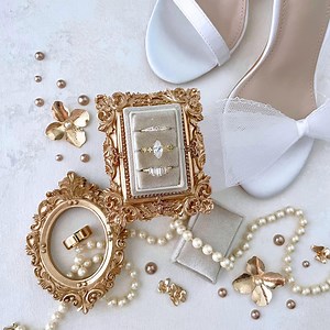 Velvet Ring Box Triple for Lay-flat Prop, Ring Box 3 Slots for Modern Wedding, Velvet Ring Holder for Wedding Ceremony, Champagne Ringbox - Etsy