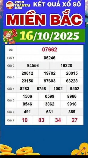 Xổ số miền Bắc hôm nay ngày 16 tháng 10 - SXMB - XSMB #xsmb #xstd #sxmb #xosomienbac