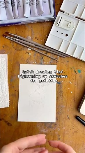 Drawing tip for lightening up sketches for painting 🖼️