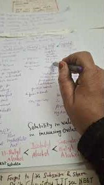 #shorts #Orgachem #physical Property Alcohol Solubility C4H10o isomers @ VeenaDixitChemistryIITjee