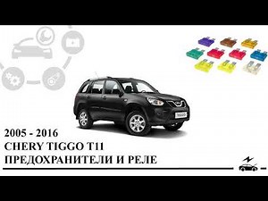 Предохранители Чери Тигго Т11 и реле с обозначением, схемами блоков и их расположением.