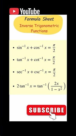 Inverse trigonometric functions #shorts #study #maths #formulas #tips #exampreparation