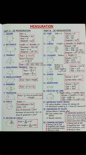 Maths Worksheets Mensuration 2D/3D formulas..... Grade 6 #LearnWithFun #ThinkSmart #mathskills #DailyMath #logicmath | Divine Light Special