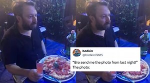 David Mitchell Eating Pizza | Know Your Meme