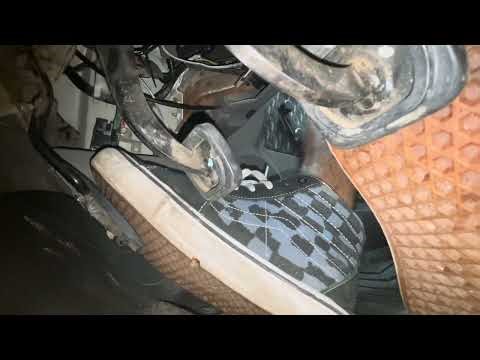 Floor/Under Pedal View Driving Manual Truck in Sockless Hightop Vans Sneakers