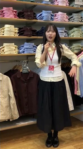 Linen Blend Tuck Long Skirt Introduced by Uniqlo Staff