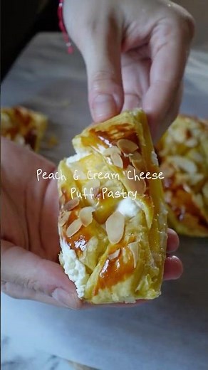 Peach & Cream Cheese Puff Pastry #peachdessert #puffpastry #summerbaking #easybaking #homemade